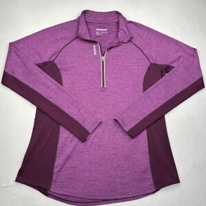 Reebok Speedwick Quarter Zip Pullover Womens XL Purple Athletic Top Thumb Holes